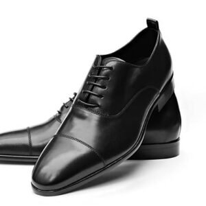 Classic Black Cap-Toe Leather Oxford Dress Shoes